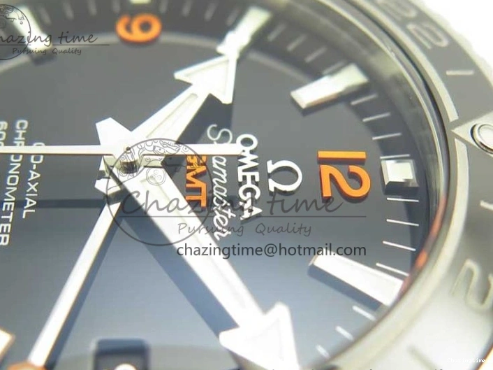 0304 Planet Ocean 600M Co-Axial GMT 43.5mm VSF 1:1 Best Edition Black Dial Orange Markers on SS Bracelet A8605 Super Clone Elegant 8024